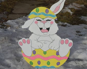 Chocolate And White Chocolate Easter Bunny Yard Stakes Etsy