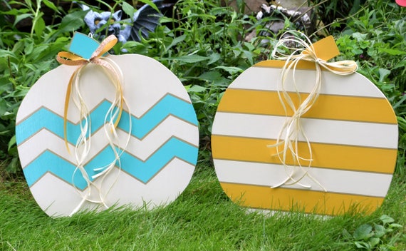Chevron And Striped Pumpkins Thanksgiving Outdoor Decor Yard Etsy