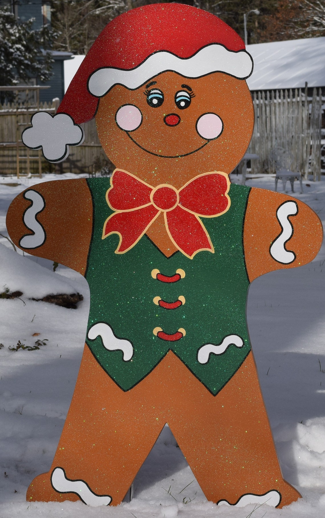 Sparkly Gingerbread Man Yard Stakes Gingerbread Yard Etsy