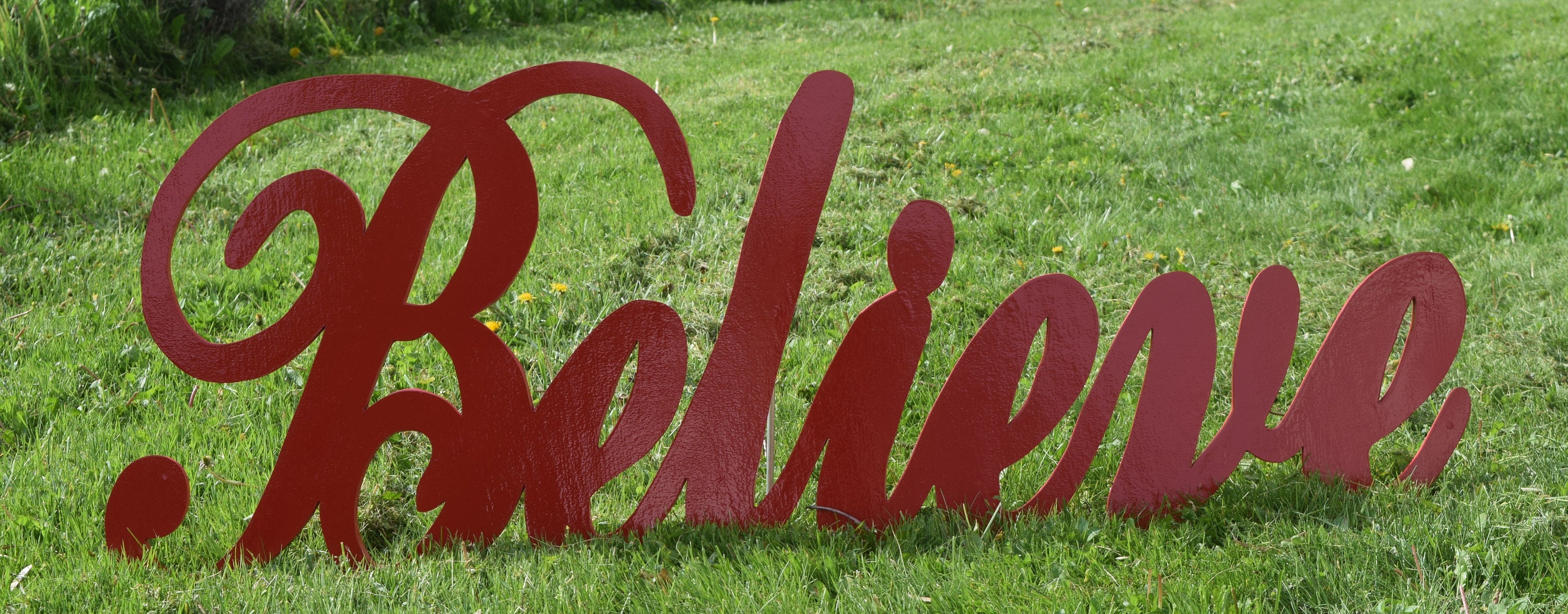 BELIEVE Christmas Yard Sign Outdoor Christmas Yard Art Etsy