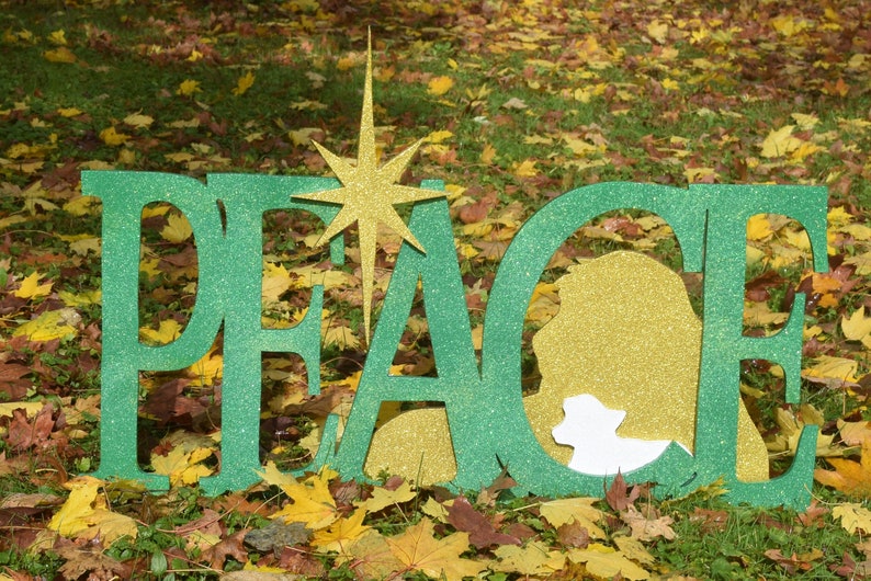 Mini Glittered PEACE Lion and Lamb Christmas Yard Sign | Etsy