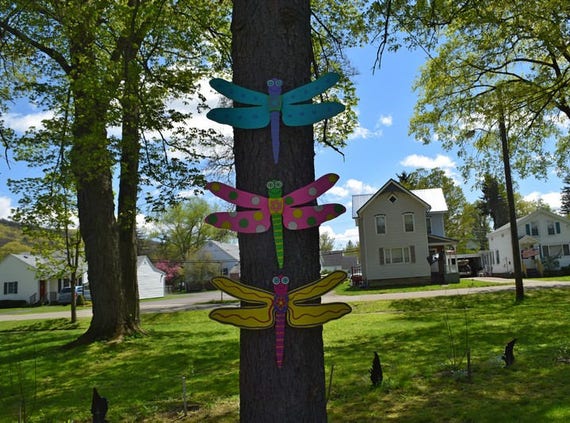 3 Set Dragonfly Yard Art Dragonfly Outdoor Wall Decor Etsy