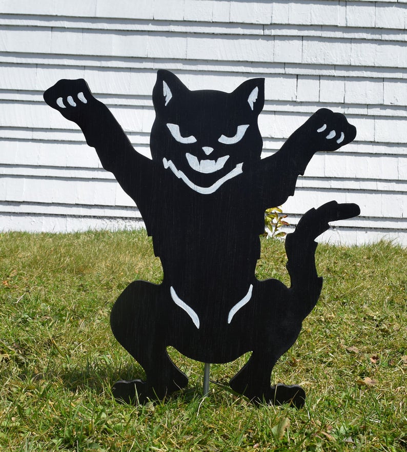 1 Halloween Black Cat Yard Art Stake 6 Designs to Choose Etsy