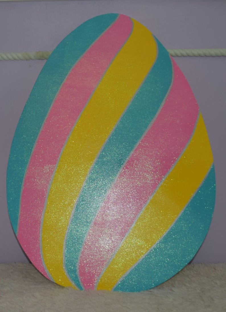 4 Large Easter Egg Yard Stakes Wood Painted Easter Egg Yard Etsy