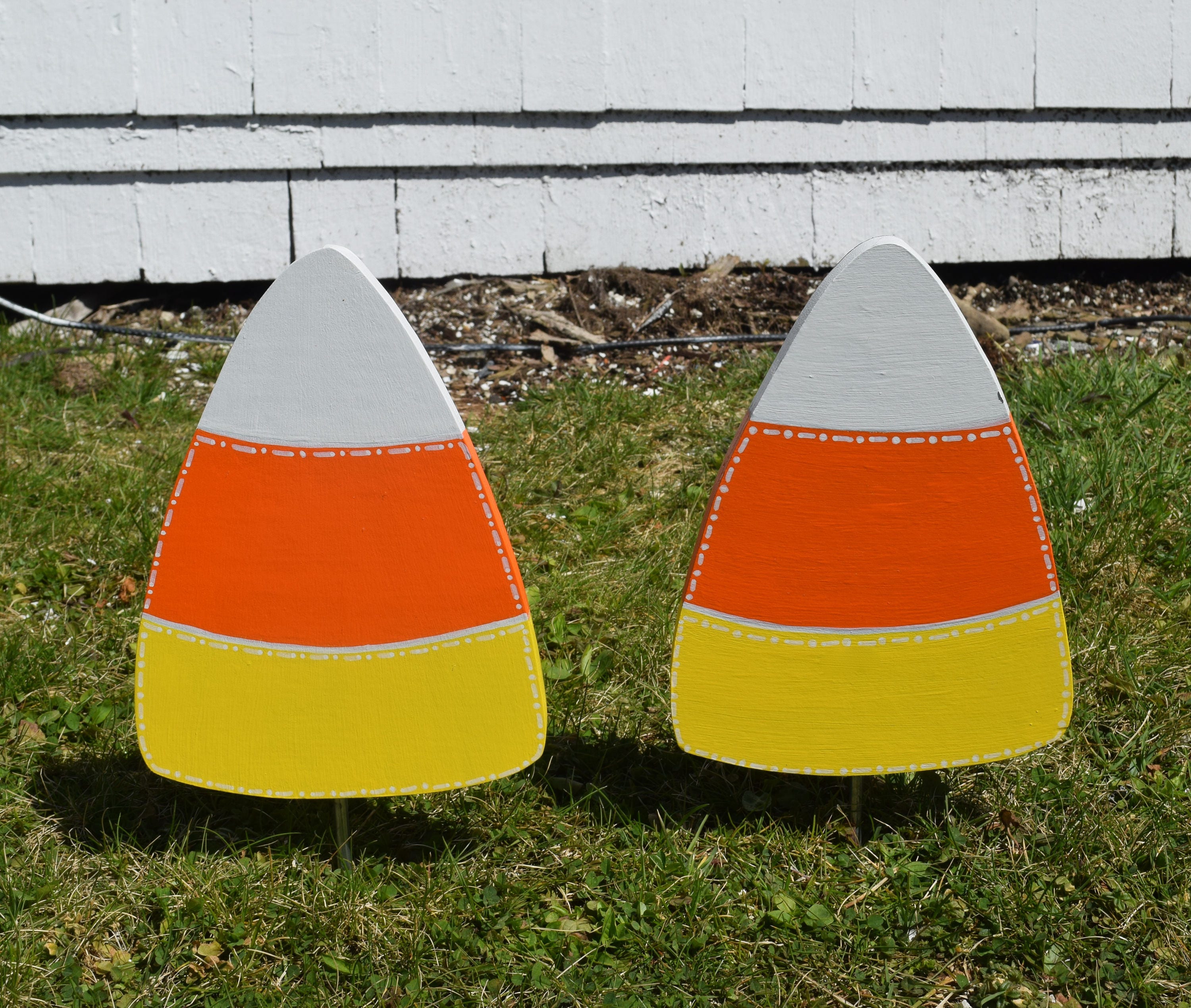 1 Classic Candy Corn Yard Stake Halloween Outdoor Yard Etsy