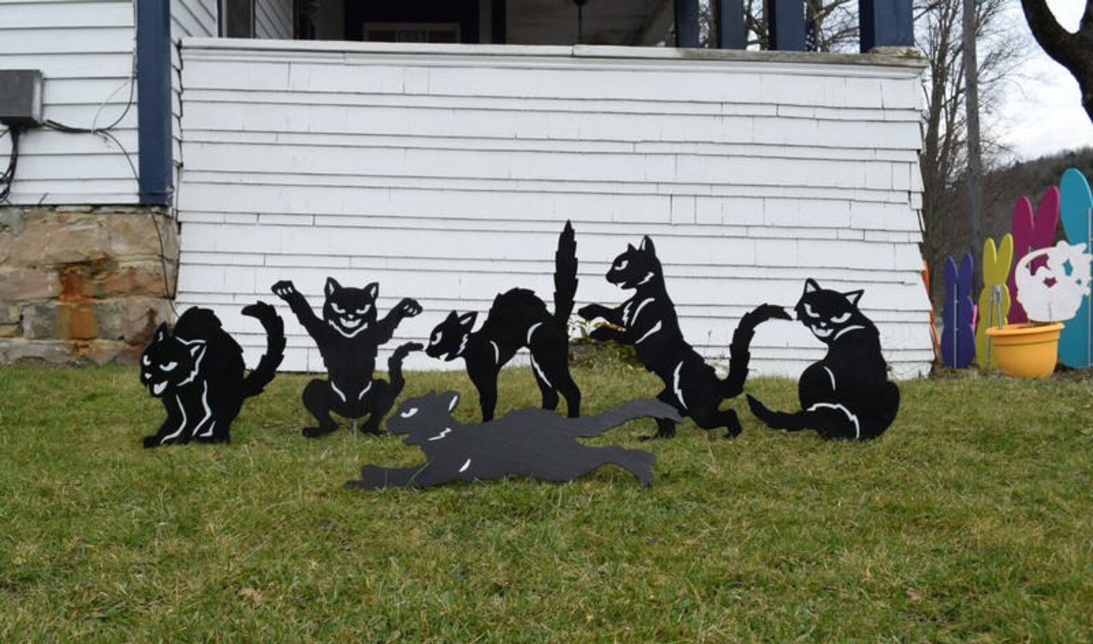 1 Halloween Black Cat Yard Art Stake 6 Designs to Choose Etsy