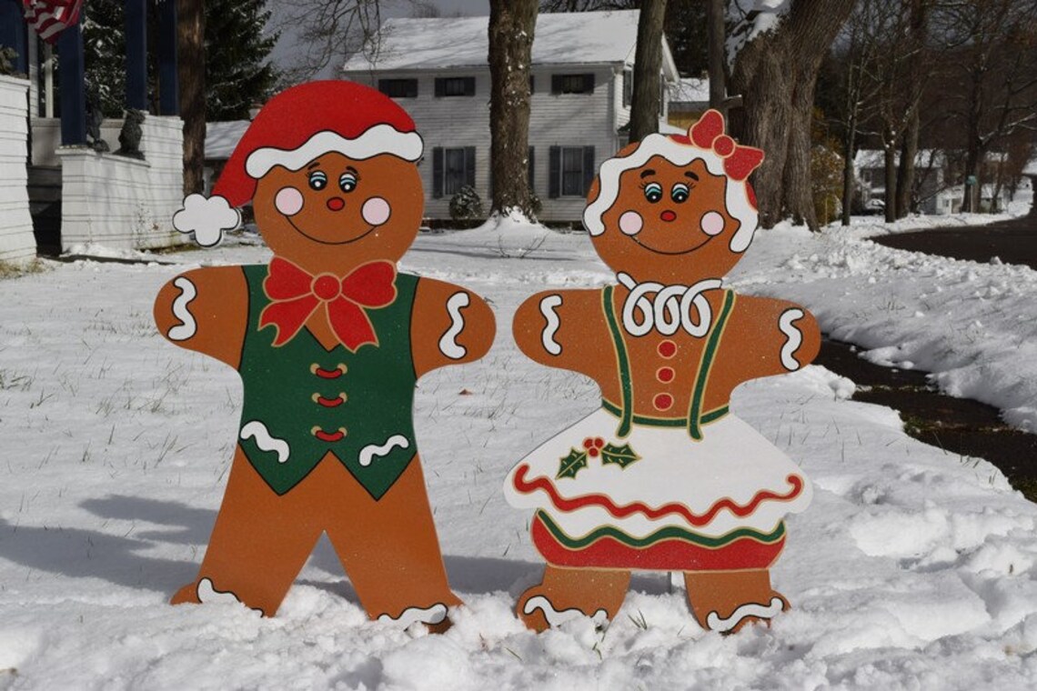 Sparkly Gingerbread Man Yard Stakes Gingerbread Yard Etsy