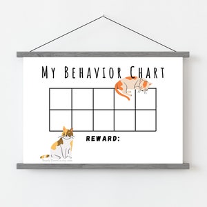 Tabla de comportamiento/recompensa para niños - Gato - Descargar PDF