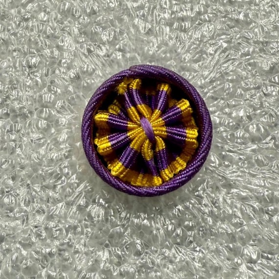 Military Ribbon Rosette Lapel Pin Purple GoldBrass Back Militaria Collectible