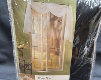 S. Lichtenberg Roma Black Sheer Voile Window Scarf Valance 59 x 216 Curtain New
