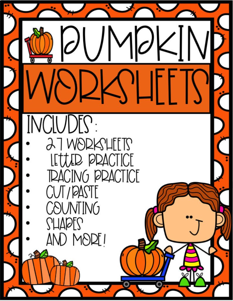 Pumpkin Theme Worksheets Preschool Worksheets Fall | Etsy