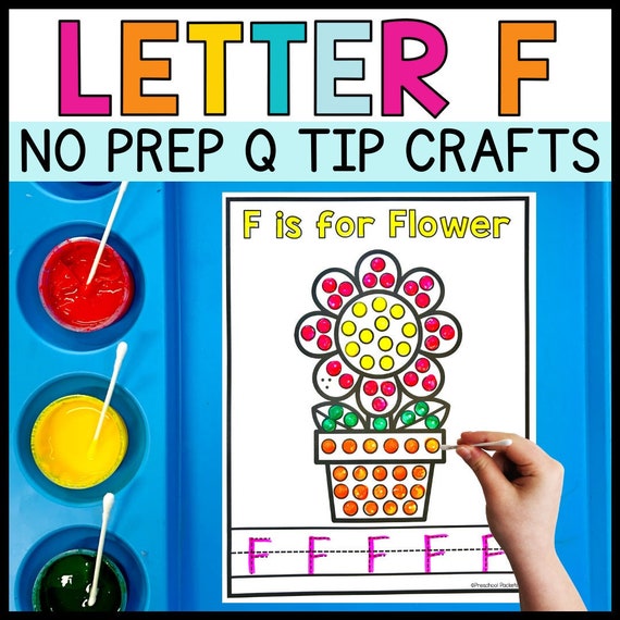 Letter F Alphabet Crafts for Kids Q Tip Painting Fine Motor