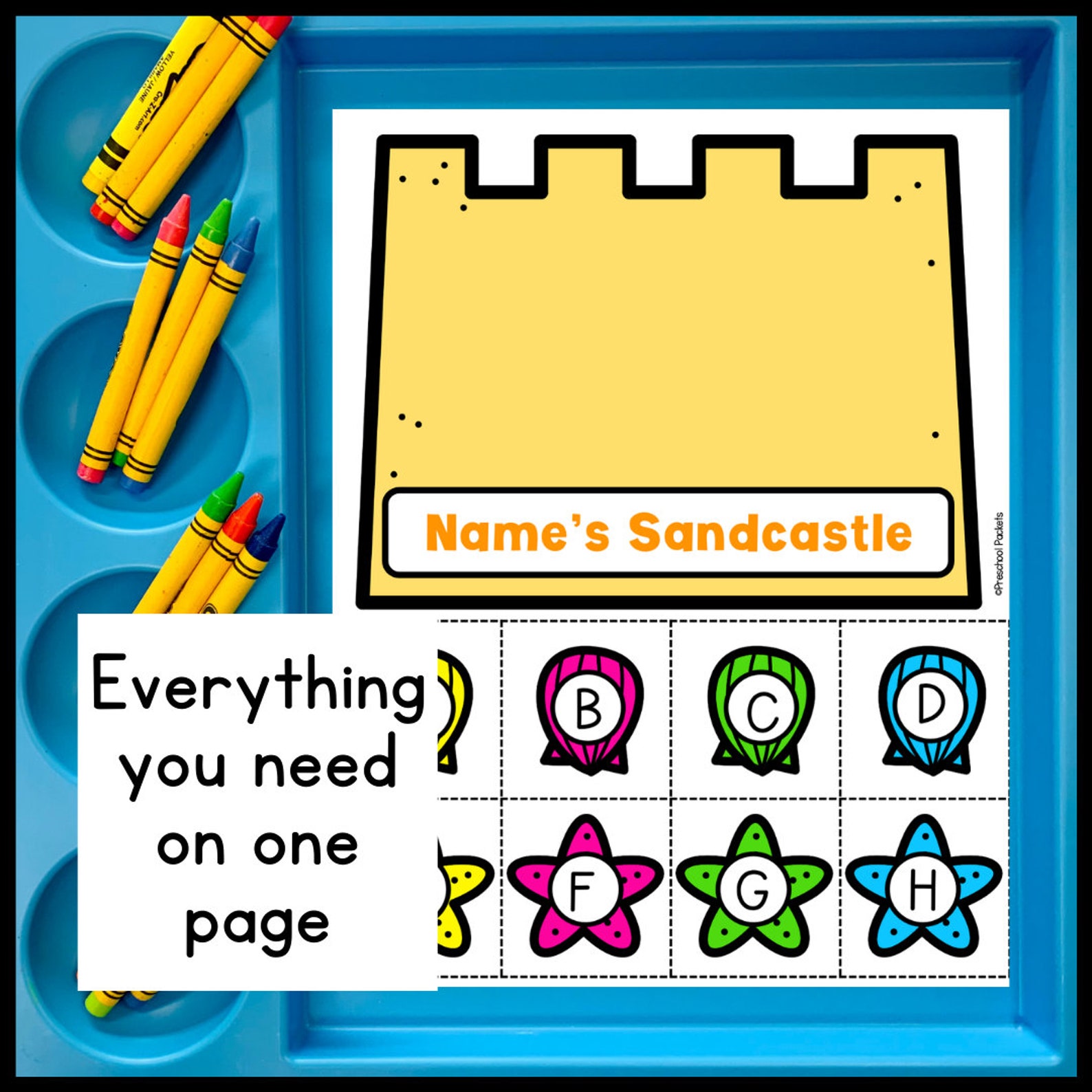 Sandcastle Editable Name Craft Summer Preschool Printable Kids Etsy