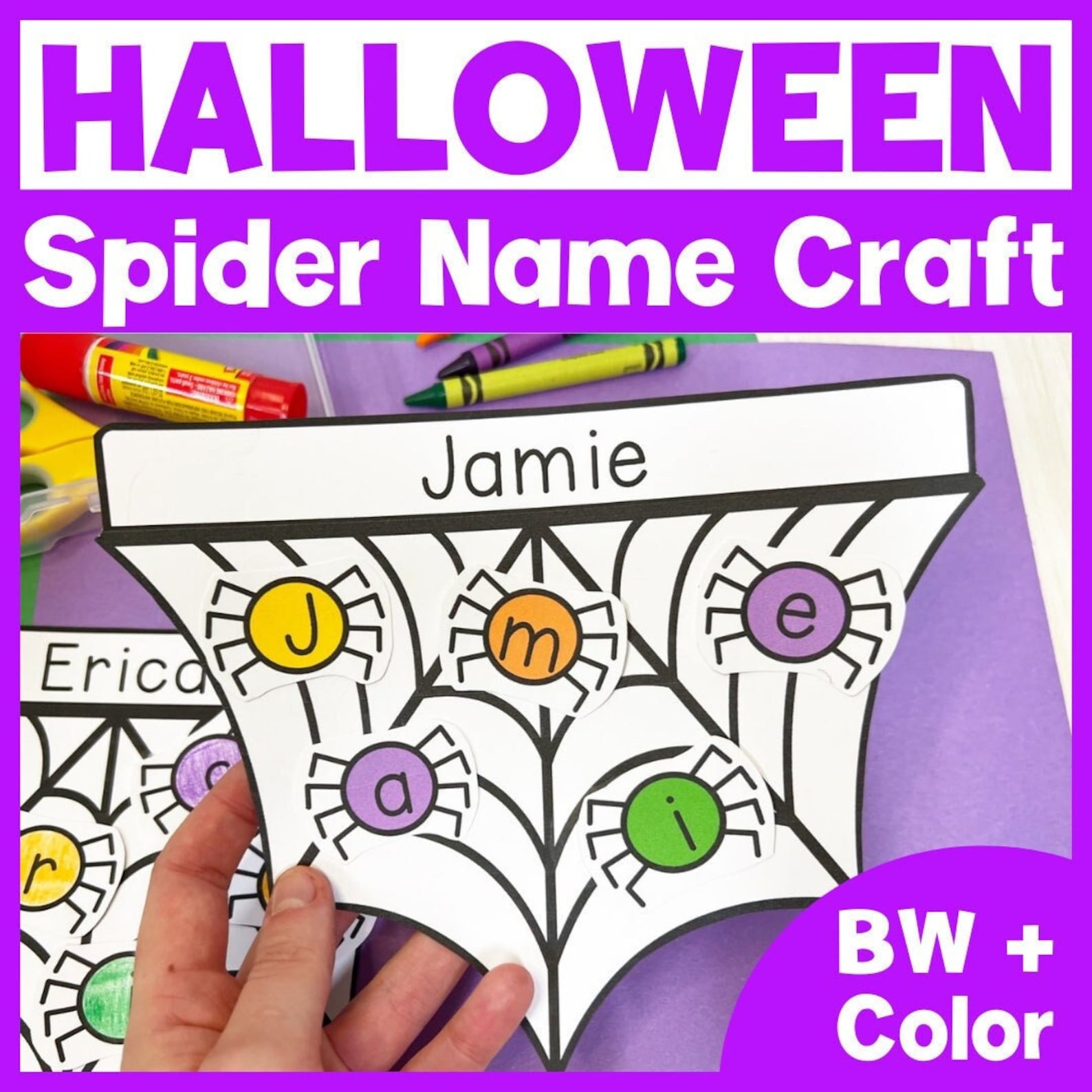 Halloween Name Craft Editable Spider Web Crafts for Kids Etsy