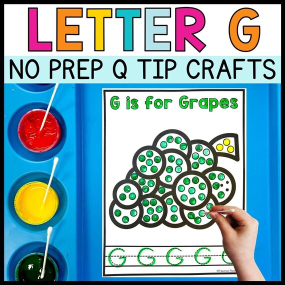 Letter G Alphabet Crafts Q Tip Painting Fine Motor Skills