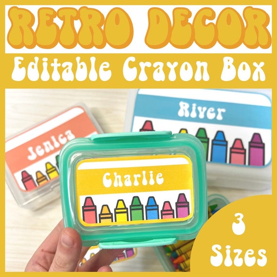 Editable Crayon Box Labels Retro Theme Etsy