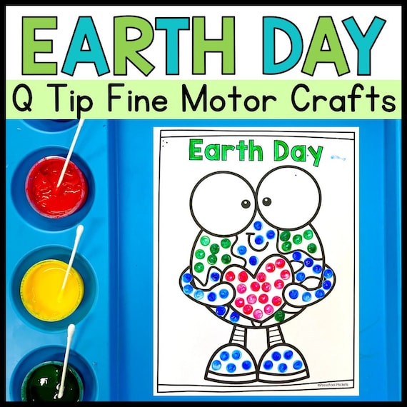 Earth Day Paper Crafts Q Tip Painting Fine Motor Preschool