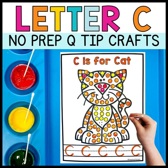 Letter C Alphabet Crafts Q Tip Painting Fine Motor Skills Kids