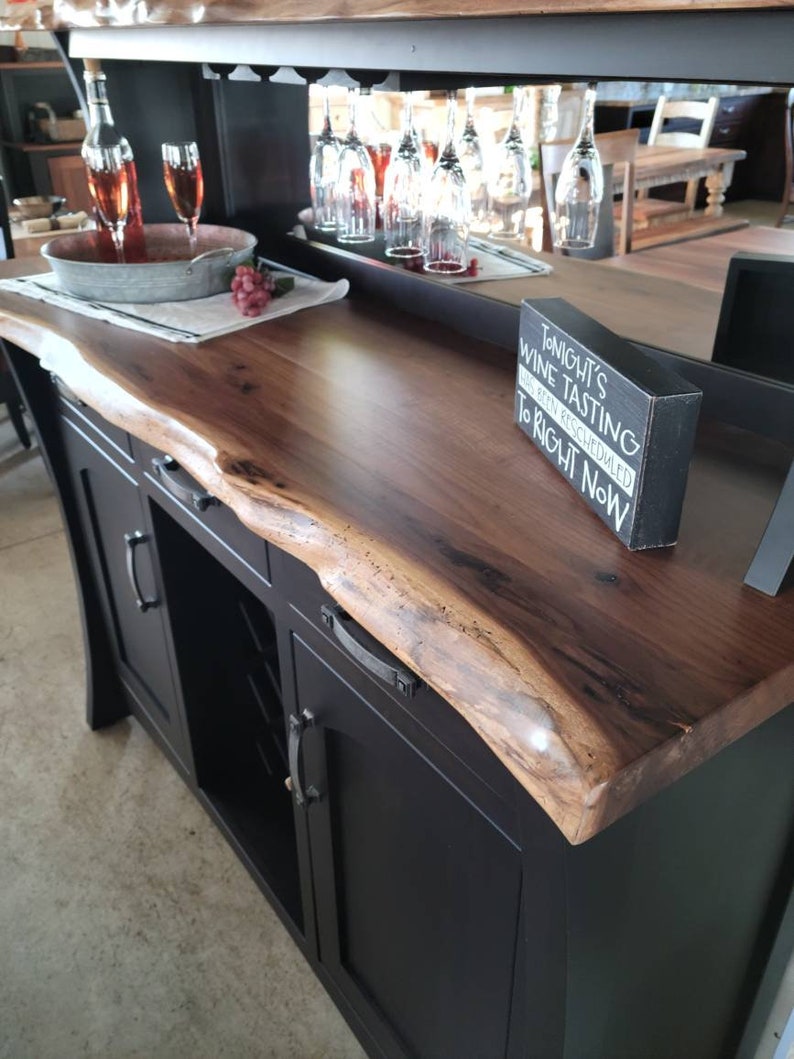 Live Edge Hand Crafted Wine Buffet, Made in the USA with Free Shipping image 6