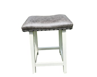 Amish Handcrafted Bar Stools with Real Leather Seats - Free Shipping!