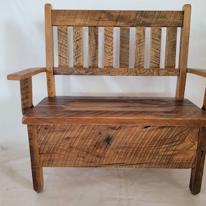 Reclaimed Barnwood Bench with Storage, Free Shipping - Made in the USA!