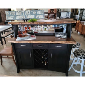 Live Edge Hand Crafted Wine Buffet, Made in the USA with Free Shipping image 1