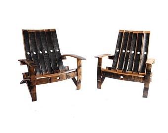 Bourban/Whiskey Barrel Stave Adirondack Chair, Sold Individually,FREE SHIPPING - Made in the USA!