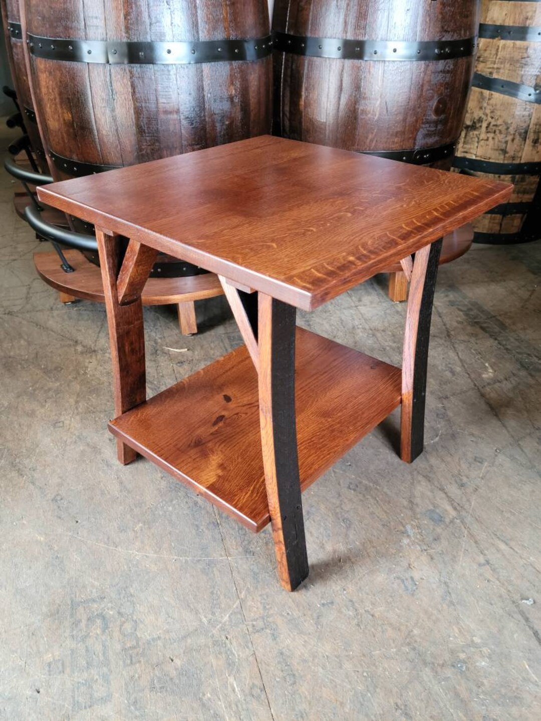 Whiskey Barrel Stave Leg End Table, Free Shipping Etsy