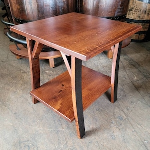 Whiskey Barrel Stave Leg End Table, Free Shipping!