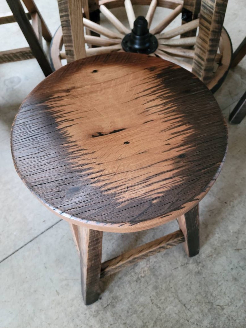 Reclaimed Lumber Wagon Wheel Table With Four Reclaimed Etsy