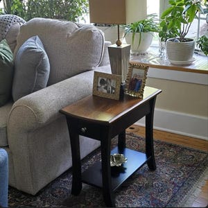 Roseberry End Table with Drawer and Shelf, Elm Top with Maple Base, Hand Built in the USA! Free Shipping