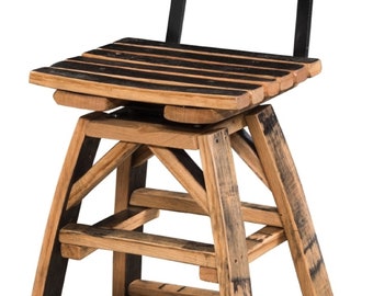 Whiskey Barrel Stave Bar Stools with Swivel Seats - Made Entirely Of Whiskey Barrel Staves - Free Shipping, Made in the USA!