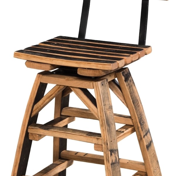 Whiskey Barrel Stave Bar Stools with Swivel Seats - Made Entirely Of Whiskey Barrel Staves - Free Shipping, Made in the USA!