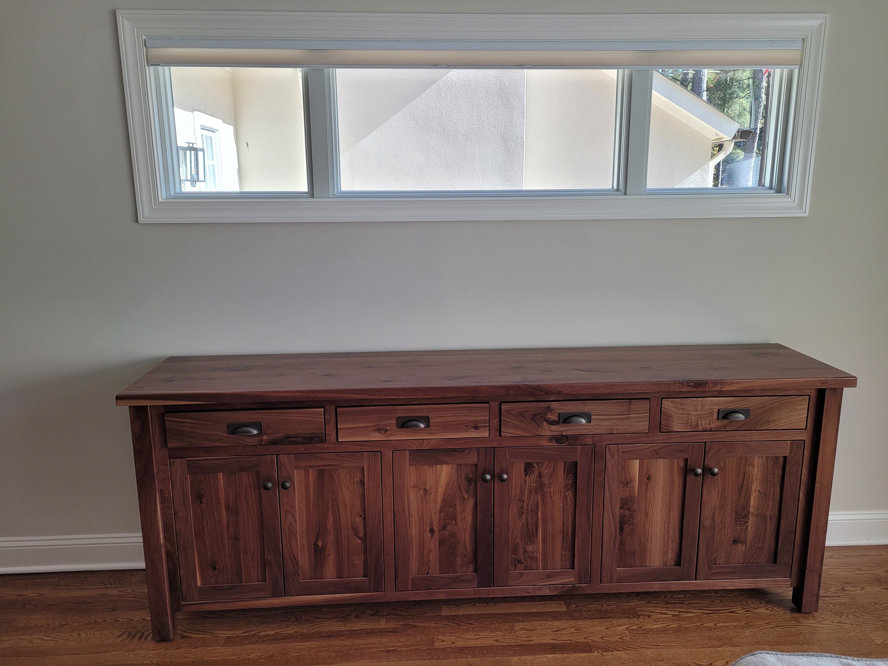 8 Foot Long Walnut Sideboard Buffet Amish Built Made in the USA