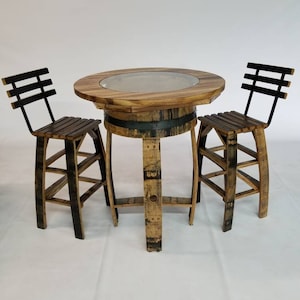 2 Person Whiskey Barrel Pub Table 42&quot; Tall and 2 Stave Stools FREE SHIPPING - Made in the USA!