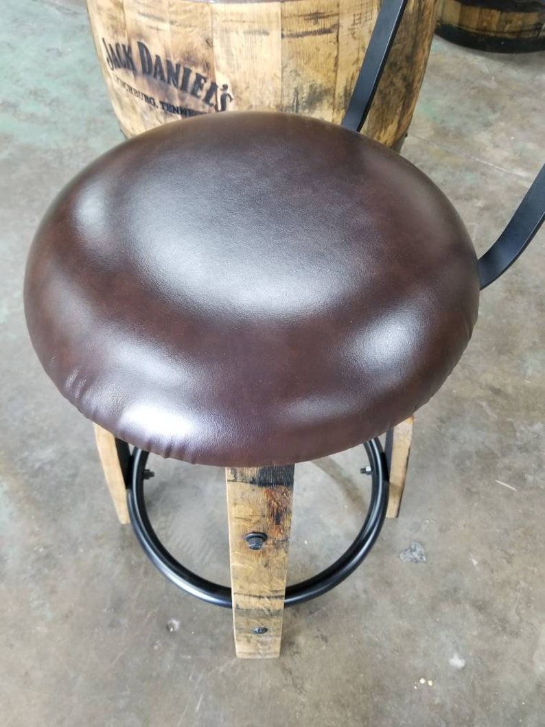 Whiskey Barrel Stave Bar Stools with Cushioned Swivel Seats Etsy