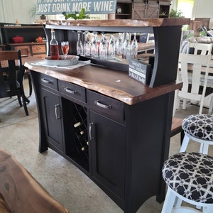 Live Edge Hand Crafted Wine Buffet, Made in the USA with Free Shipping image 2