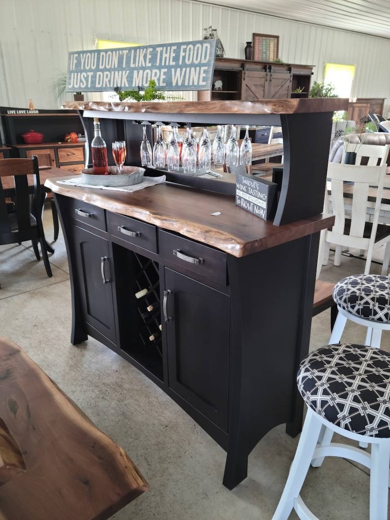 Live Edge Hand Crafted Wine Buffet, Made in the USA with Free Shipping image 2