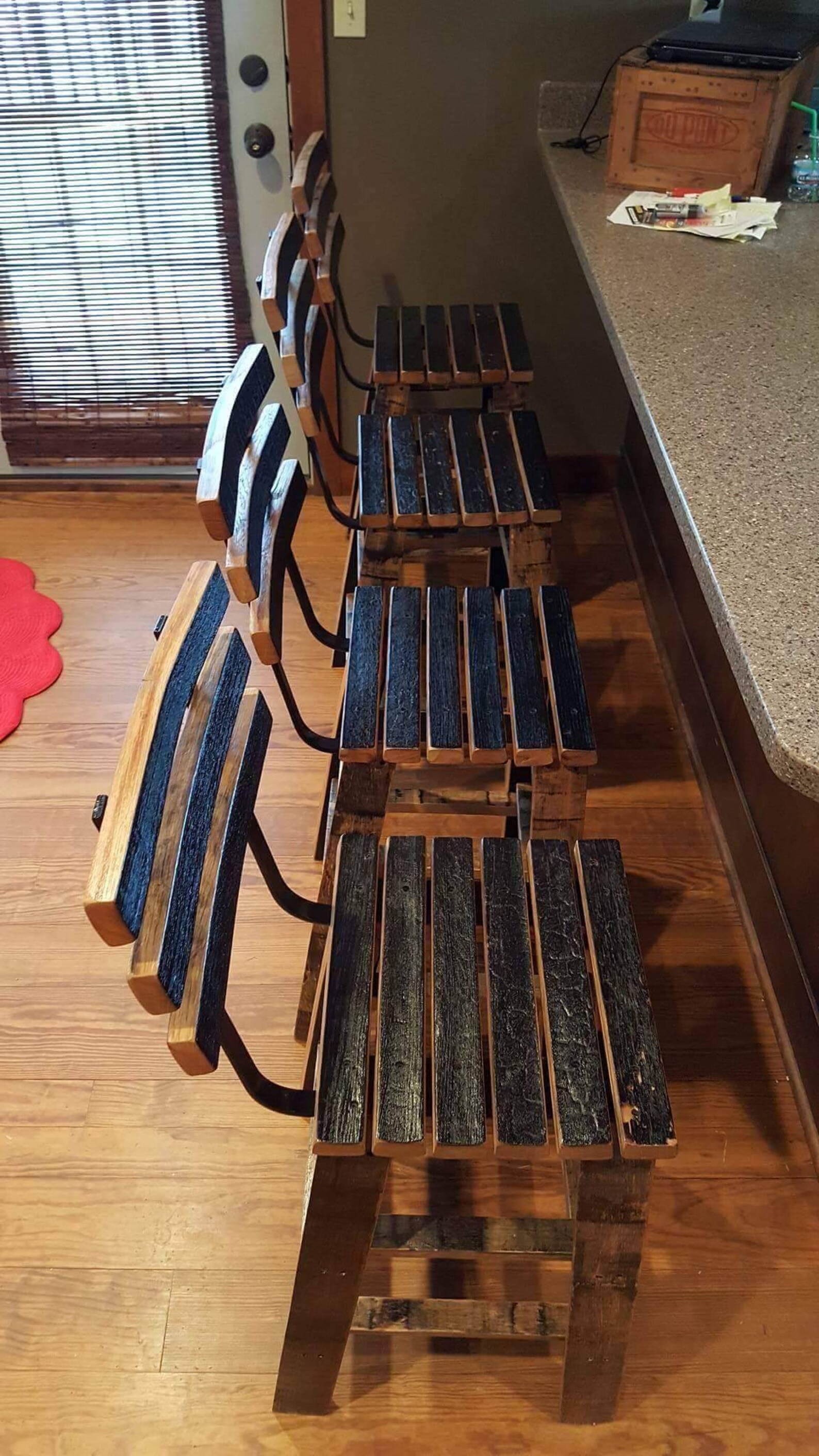 Whiskey Barrel Stave Bar Stools Made Entirely Of Whiskey Etsy