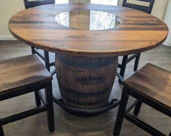 Whiskey Barrel Table With Footrest, 54