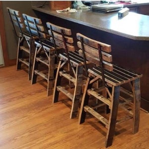 Whiskey Barrel Stave Bar Stools Made Entirely Of Whiskey Barrel Staves, FREE SHIPPING Made in the U.S.A image 1