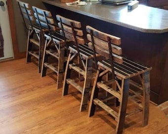 Whiskey Barrel Stave Bar Stools - Made Entirely Of Whiskey Barrel Staves, FREE SHIPPING - Made in the U.S.A!!