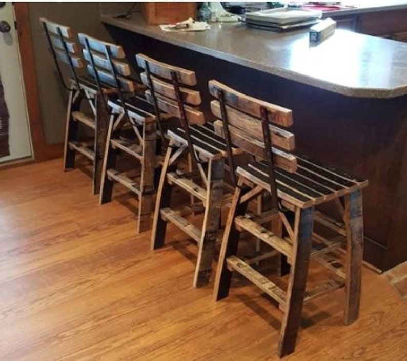 Whiskey Barrel Stave Bar Stools Made Entirely Of Whiskey Barrel Staves, FREE SHIPPING Made in the U.S.A image 1