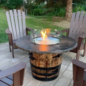 Whiskey Barrel Firepit with Concrete Top - (FREE SHIPPING)