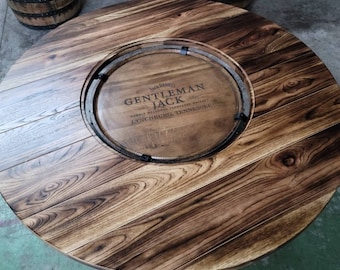 Whiskey Barrel Table Top with Glass Inlay, Mounting Brackets