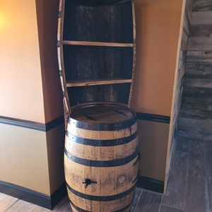 Whiskey Barrel Hutch, Burnt Hickory, Bourban Barrel