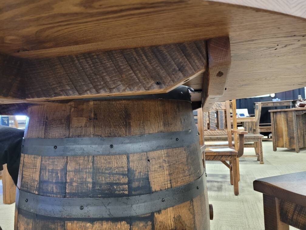 Whiskey Barrel Table With Footrest, 54
