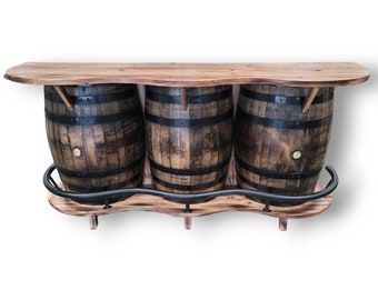 3 Barrel Whiskey Bar, Burnt Hickory, Free Shipping, Made in the USA!