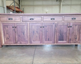 8 Foot Long Walnut Sideboard Buffet, Amish Built, Made in the USA with Free Shipping!