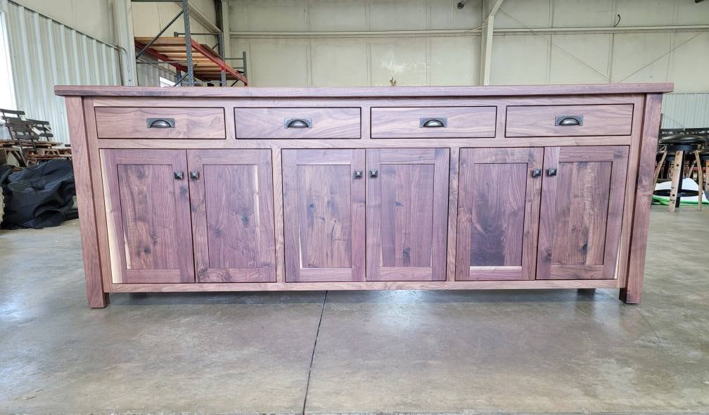 8 Foot Long Walnut Sideboard Buffet Amish Built Made in the USA